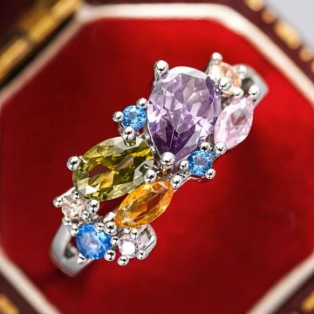 Read Kiss Multi Color Zircon Ring